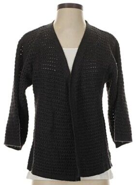 Akemi + Kin Black Woven Knit Cardigan 3/4 Sleeve Sweater Size Small